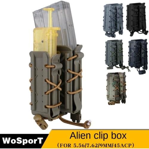 Military Molle Magazine Pouch 9mm 45ACP 5.56 7.62 Rifle Pistol Mag Bag Double Fast Attach Carrier Case Hunting Accessories
