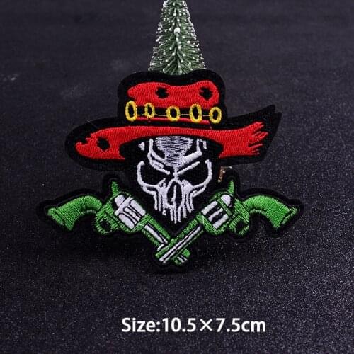 Nicediy Punk Skull Badges Embroidered Patches Iron On Patches For Clothing Black Letter Patch On Clothes Sticker Applique Decor