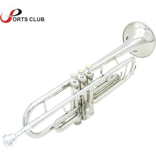High Quality Bb B Flat Trumpet Silver-plated Brass Exquisite with Mouthpiece Cleaning Brush Cloth Gloves Strap