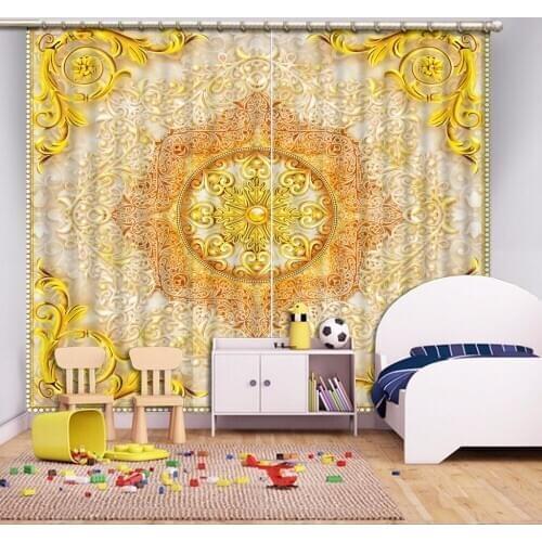 High quality Curtain European style 3D Curtains Jewelry luxury Kitchen Bedroom Living room Blackout Curtains Home Decoration