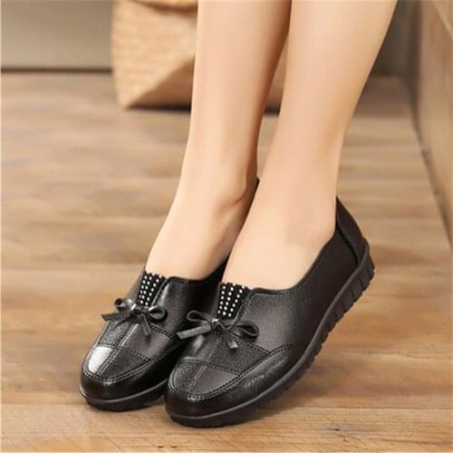 Women Shoes 2021 PU Leather Loafers Soft Flats Casual Female Antiskid Lazy Shoe Footwear Ladies Comfortable Mother Shoes Black