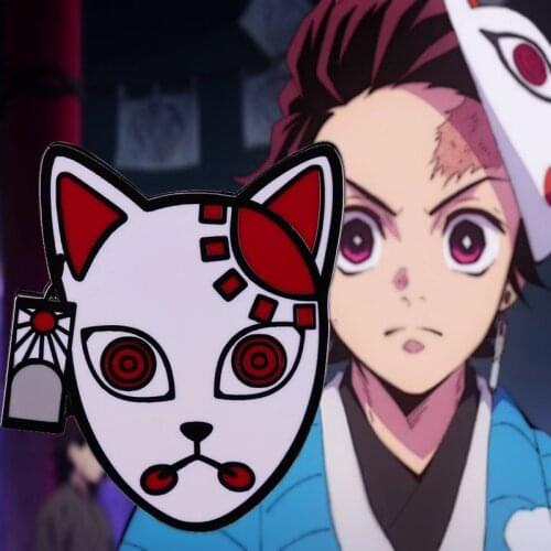 Demon Slayer Kimetsu No Yaiba Pin Tanjiros Mask and Earring Badge Anime Manga Otaku Jewelry
