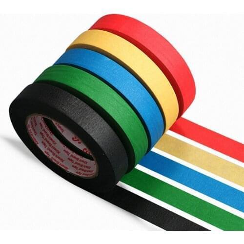 1-5PCS 5/10/15/20/25mm Masking Tape No Residue Spray Crepe Paper Rubber Adhesive Painters Masking Tape 50 Meter Length