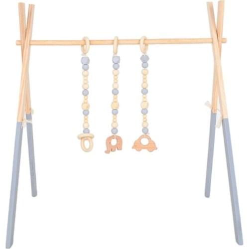 1Set Nordic Cartoon Baby Wooden Gym Fitness Frame Rack Hanging Pendant Toys Kit 4X7C