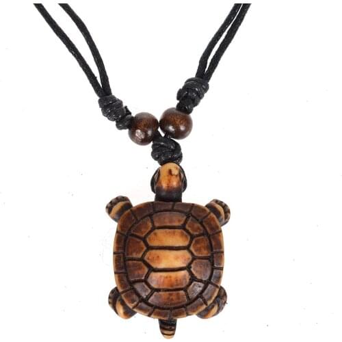 1PCS Styles Ethnic Tribal Faux Yak Bone Sea Turtle Pendants Surfer Necklace Resin Adjustable Jewelry 2020 New Fashion