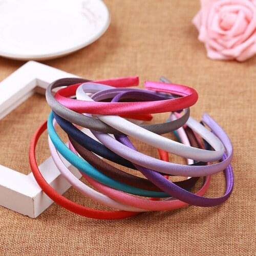 10pcs 1CM Kids Girls Fabric Covered Headband Colorful Hair Hoops for DIY Making Hair Accessories Blank Base Settings