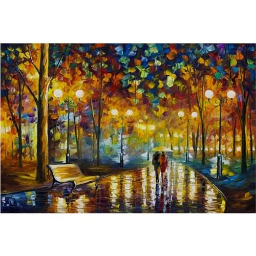 1000Pcs Rainy Night Walk Wooden Puzzle Paper DIY Reduce Stress Toy Interactive Games Aesthetic Wall Collage Jigsaw Room Decor