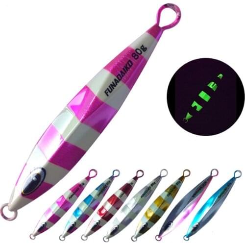 5PCS Fishing Zebra Glow Jigging Slow Jig Deep sea Jigging Lure Jigbait spoon baits 80g