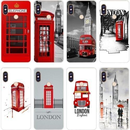 61H RED TELEPHONE BOX BOOTH PHONE BOX Soft Silicone Tpu Cover phone Case for xiaomi redmi 6 pro 5 plus note 6 pro 4 4x mi 8