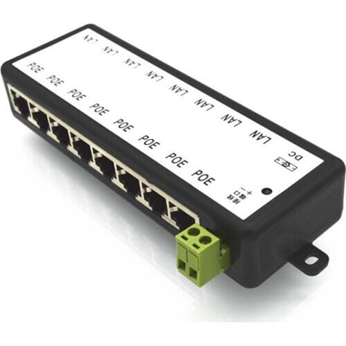 8Ports POE Injector POE Splitter for CCTV POE IP Camera Power Over PoE Power Adapter Ethernet Power Supply Input DC12V-DC48V