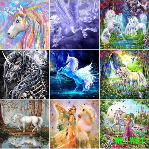 Diamond Embroidery Unicorn Resin 5D Diamond Painting girl Animal Kits Canvas Home Decor Mosaic Rhinestone Cross Stitch Gift