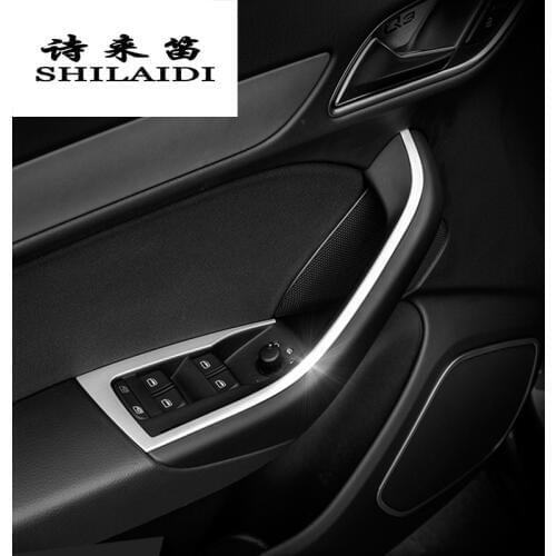 Car Styling Auto door Windows lift switch button stainless steel decoration stickers cover trim for Audi Q3 Interior Accessories