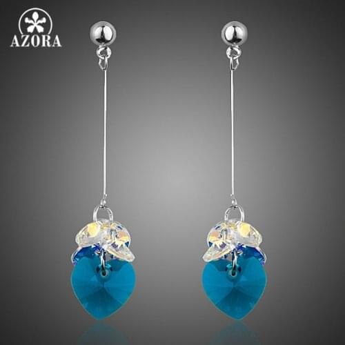 AZORA Romantic Gift Elegant Cluster Gradual Change Stellux Austrian Crystal Heart Drop Earring for Women TE0267