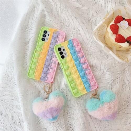 Cute Love heart Bubble Case For Samsung Galaxy A10E A11 A12 A20 A30 A50 A21 A31 A51 A71 A32 A01 Antistress Sensory Phone cover
