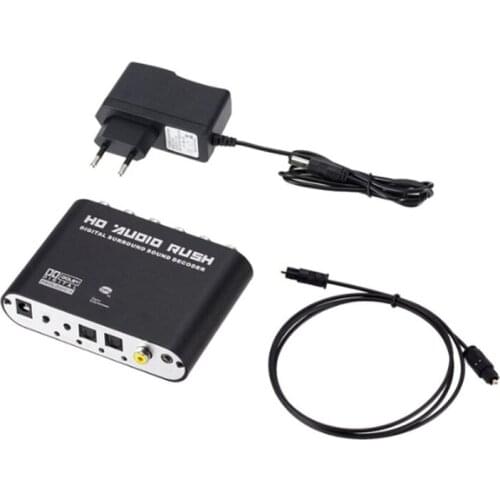Digital to Analog 5.1 Channel Stereo o Converter Optical SPDIF Coaxial AUX 3.5mm Sound Decoder Amplifier-EU Plug