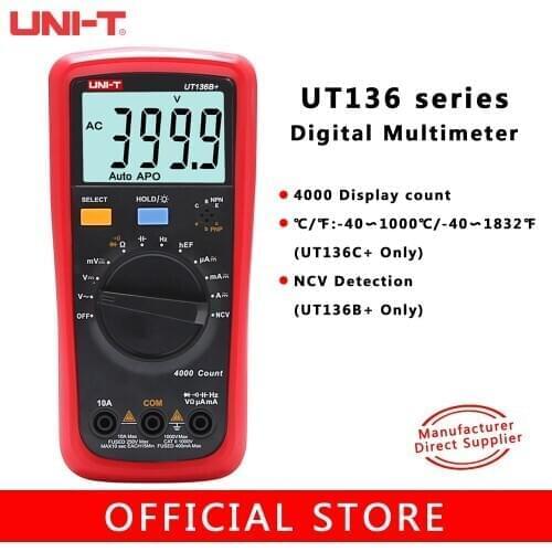 New UNI-T UT136B+ UT136C+ Auto Range Digital Multimeter AC/DC Resistance Frequency Meter Tester