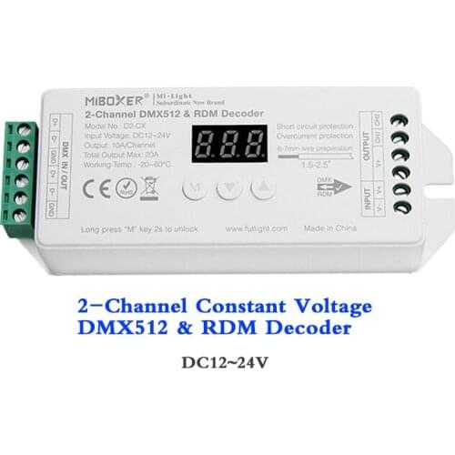 Color Temperature DMX512 Decoder Support RDM Function 2CH CV LED Controller 12V 24V Can match with Master For CCT Led Strip