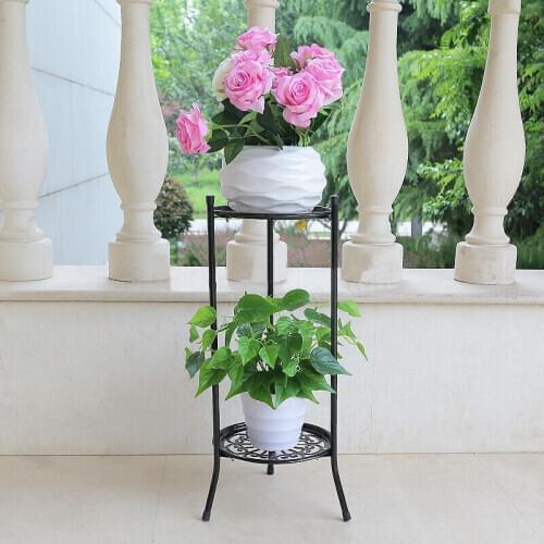 2Tier Flower Pot Holder Metal Shelves Plant Stand Display Indoor Outdoor Garden Balcony Shelf Succulent Flower Plant Rack