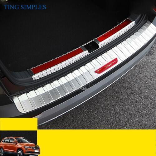 For Skoda Karoq 2017 2018 Stainless Steel Car Rearguards Trunk Rear Tail Box Bumper Pedal Plate Car Styling Accessories 3 Colors