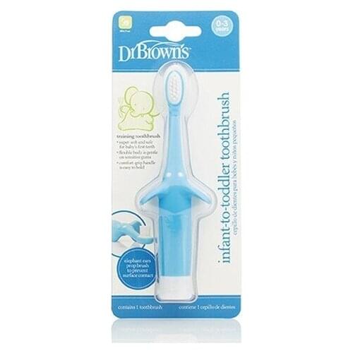DR. BRONW´S- CEPILLO DIENTES BEBE NATURAL FLOW ELEFANTE AZUL 0-3 AÑOS