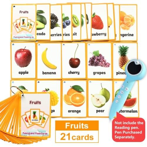 English Flash Card Fruits Early Education Learning Toys for Children Word Pocket Cards Kids Games Puzzle Match Games Baby Gifts