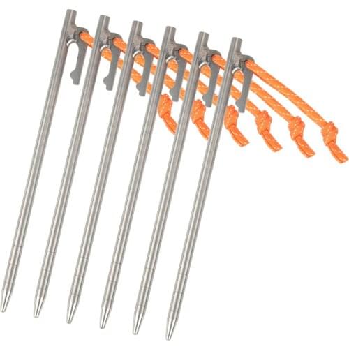7.9 Inch / 9.4 Inch Outdoor Lightweight Titanium Alloy Tent Pegs Stakes Nails with Reflective Rope for Canopy Camping Tent