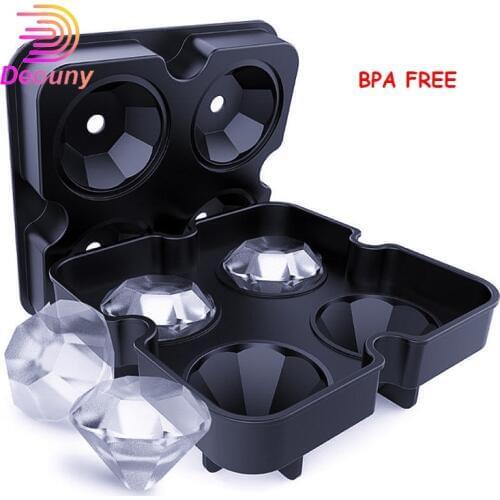 DEOUNY Cooler Ice Cubes Trays Silicone Diamond Mold For Cocktail Whiskey Wine Ice Ball Maker With Reusable And BPA Free Bar Tool