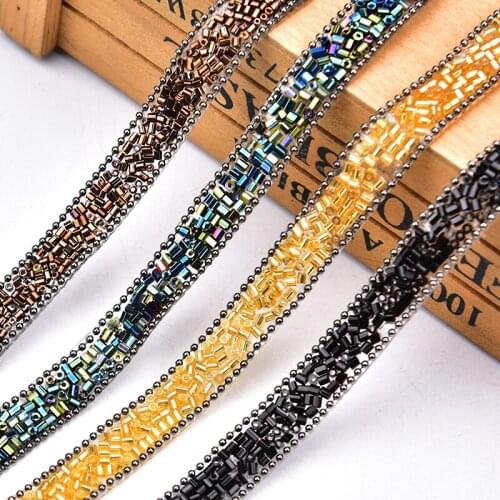 2 yard hotfix rhinestone mesh Chain 1cm width bling wedding crystal diamond banding bridal dress belt decorative trim crafts