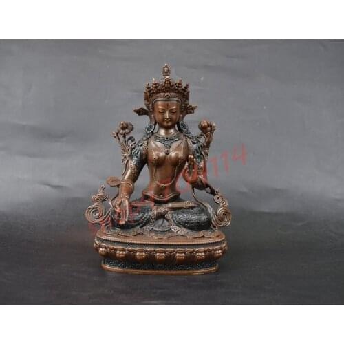 Red copper, Nepal, Handmade, Tamu Bodhisattva Buddha Statue Small Ornaments, Crafts, Decorations, Collections