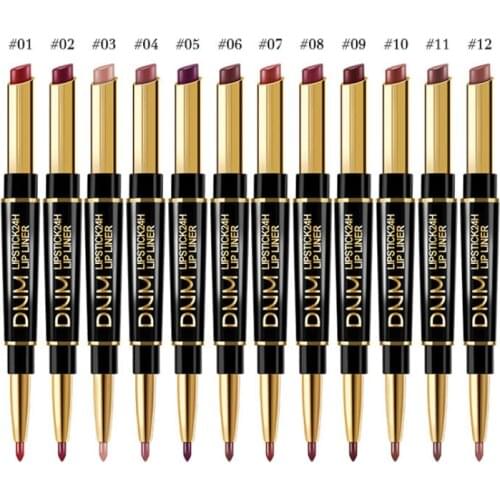 12 Color Matte Lipstick Lip Liner Waterproof Long Lasting Lipstick Pencil Sexy Lipstick 2 In 1 Red Lip Makeup Cosmetic Maquiagem