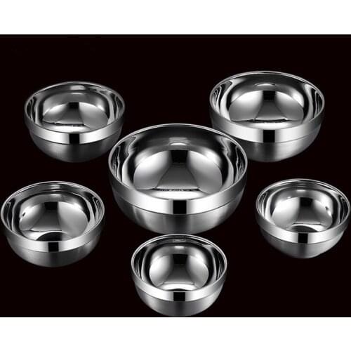 Stainless steel bowl, food grade 304 stainless steel bowl, double insulation soup bowl. 5 pieces / pack