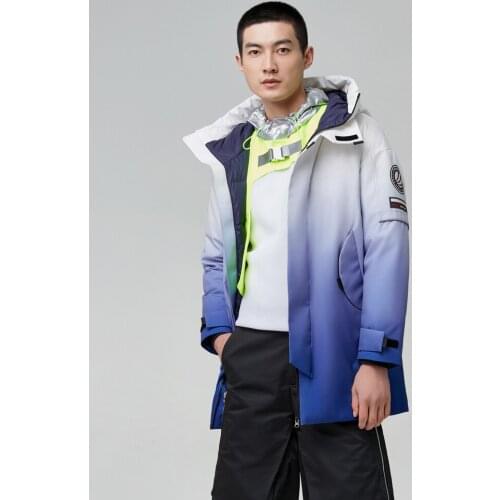 Bosideng mens long jacket winter thicken warm coat gradient color tooling style fashion winter coat down jacket b00143221a