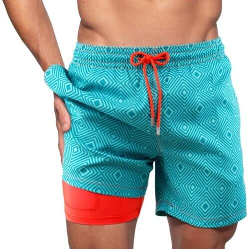 Men Running Shorts Wide Leg Double Layer Male Sports Shorts All-matched Drawstring Elastic Waist Swim Trunks Jogger Shorts Hot