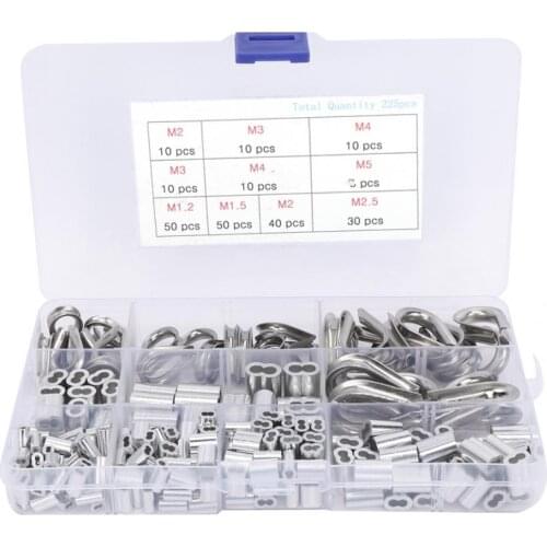 Wire Rope Thimble 225pcs M1.2 M1.5 M2 M2.5 M3 M4 M5 Crimping Loop Sleeve M2 M3 Wire Rope Thimble