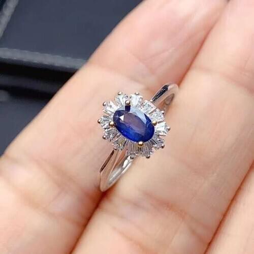 Natural Sapphire 925 Silver Jewelry Earring Women Fine Jewelry 4x6mm