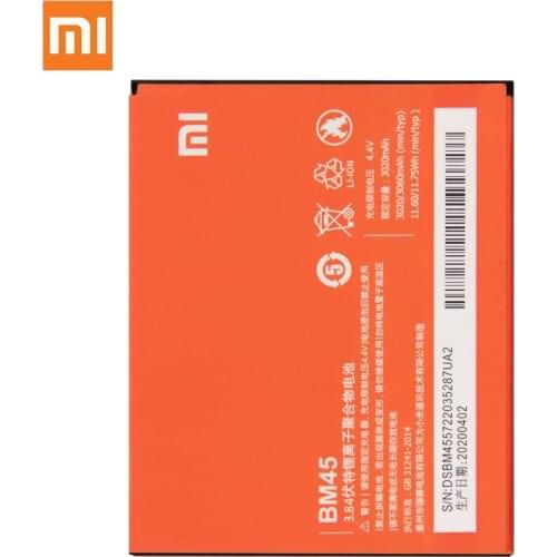 Original BM45 Mobile Phone Battery For Xiaomi Redmi Note 2 Hongmi Note2 Replacement Batteries Real Capacity 3060mAh