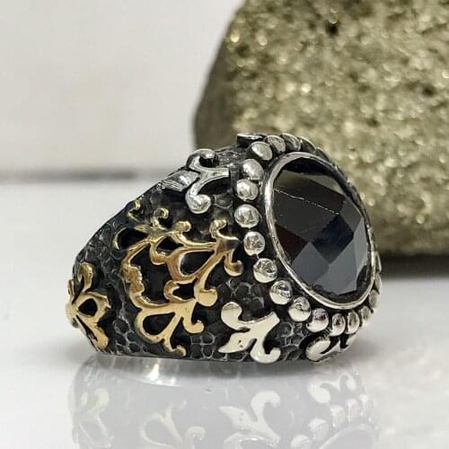 Original Onyx Hand Production Special Design Black Silver Ring