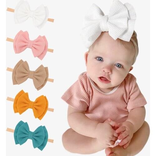 Baby solid color super large butterfly hair band elastic traceless nylon girl headband hair accessories