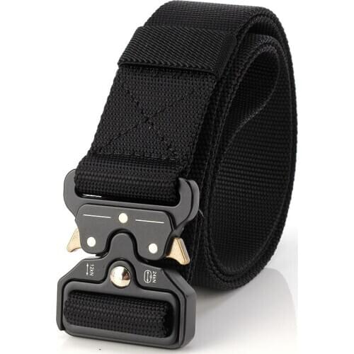 Mens Tactical Belt Heavy Duty Webbing Belt Adjustable Military Style Nylon Belts For Climbing Hiking Outdoor Camping Equiment