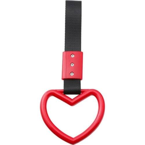 Handle Nylon Strap Charm Ring Heart Shape Warning Ring Trailer Steel Tow Ropes Drift Inside Outside Car Accessories