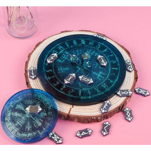 Runes Divination Silicone Mold DIY Epoxy Molds Round Rune Stone Card Handmade Board Game