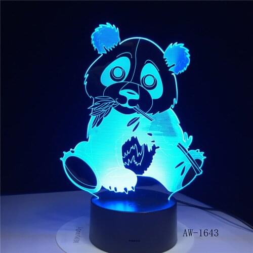 Cute Panda 3D Night Light Creative Electric Illusion 3d Lamp LED 7 Color Changing USB touch Desk Lamp For Kids Gift AW-1643