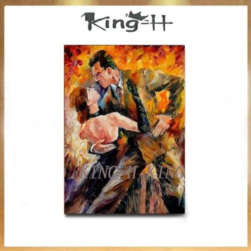 Modern Home Decor Wall Art Handpainted Abstract Figure Oil Painting Handmade Dancer Couples Paintings on Canvas Large Wallpaper