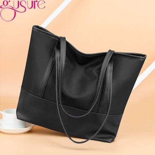 Gusure Simple Design Handbags Women Oxford Shoulder Strap Bucket Bag Ladies High Capacity Top-handle Travel Totes Shopping Bags