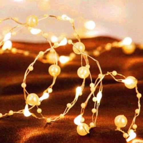 Led Pearl Copper Wire String Lights Battery Box Modeling Lights Room Decoration Christmas Day Lantern String Lights YK09