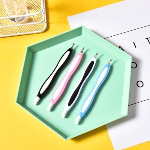 MaryCarrie 1 PCS 2 in 1 Cuticle Trimmer Pusher Remover Rubber Tip Gentle on Nail Bed Dead Skin Callus Removal Fork