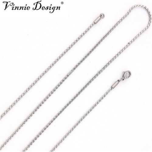 Vinnie Design Jewelry 80cm Long Chain Necklace Stainless Steel Chains for Floating Locket Pendant