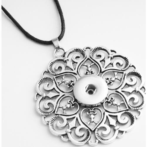 Vintage Mandala flower Bohemia 18mm snap button jewelry Necklace adjustable Sweater chain NC671