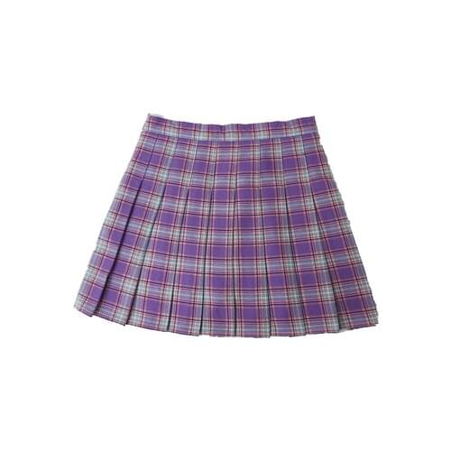 New Fashion Hot Girl High-Waisted Violet Plaid Skirt A-Line Pleated Sweet Sexy Mini Short Skirt Big Size XS-5XL