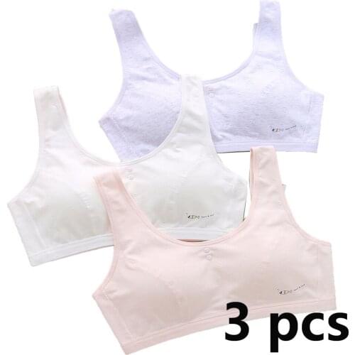 3-piece girl vest bra breasted developmental vest cotton underwear junior high school students breathable underwear
